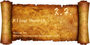 Kling Henrik névjegykártya